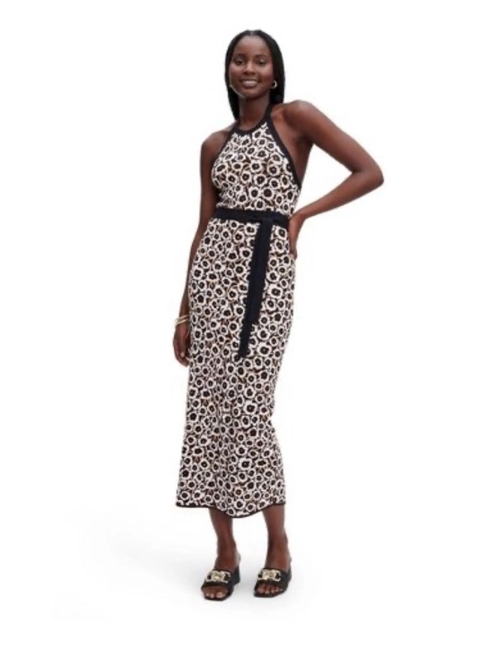 Diane Von Furstenberg for Target Black and Cream Halter Midi Dress